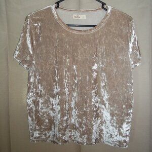 Large American Eagle short sleeve Champagne velour shirt